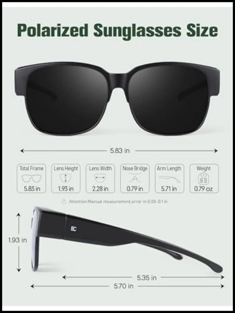 Polarized Fit Over Sunglasses Wrap Around Over Glasses UV Protection TR90